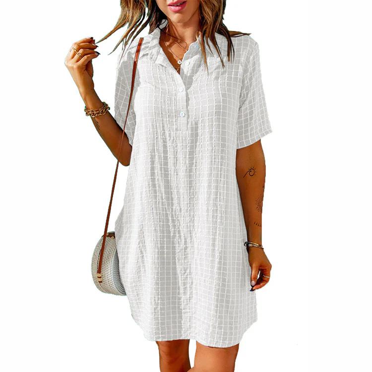 Damen Knielanges Hemdkleid mit Knopfleiste und modischem Karomuster Heidi-Mode - Image 10