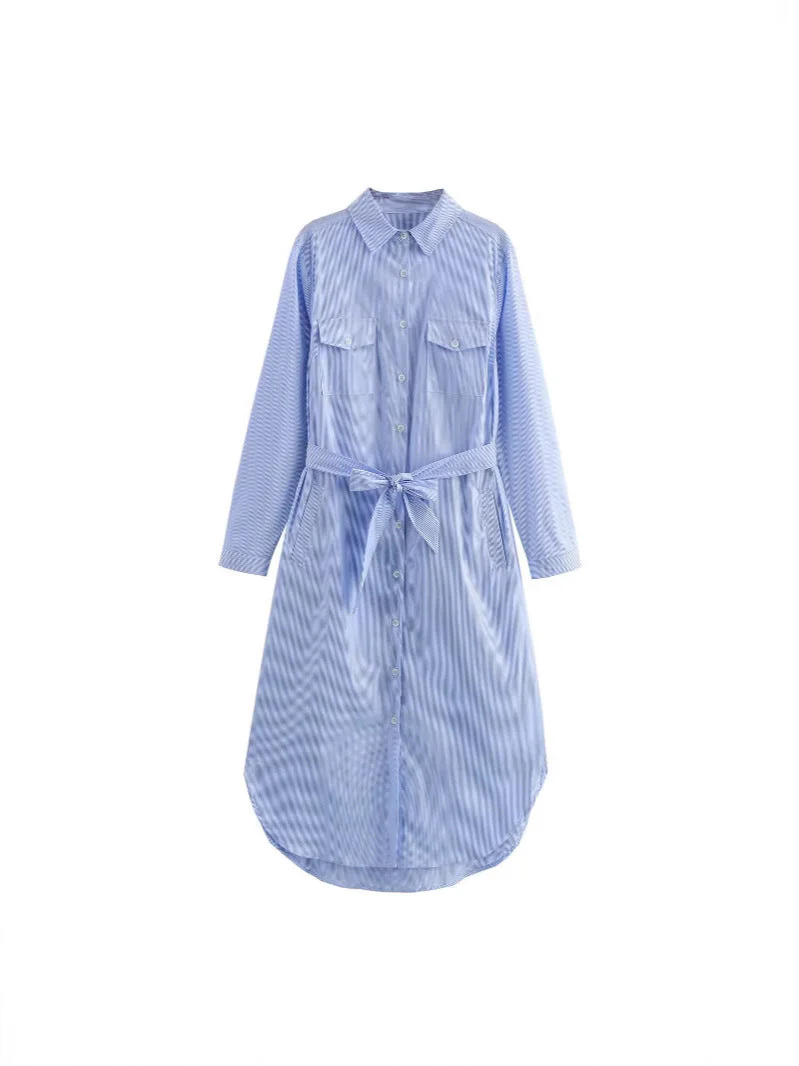 Damen Hemdblusenkleid mit Verstellbarem Gürtel Heidi-Mode - Image 2