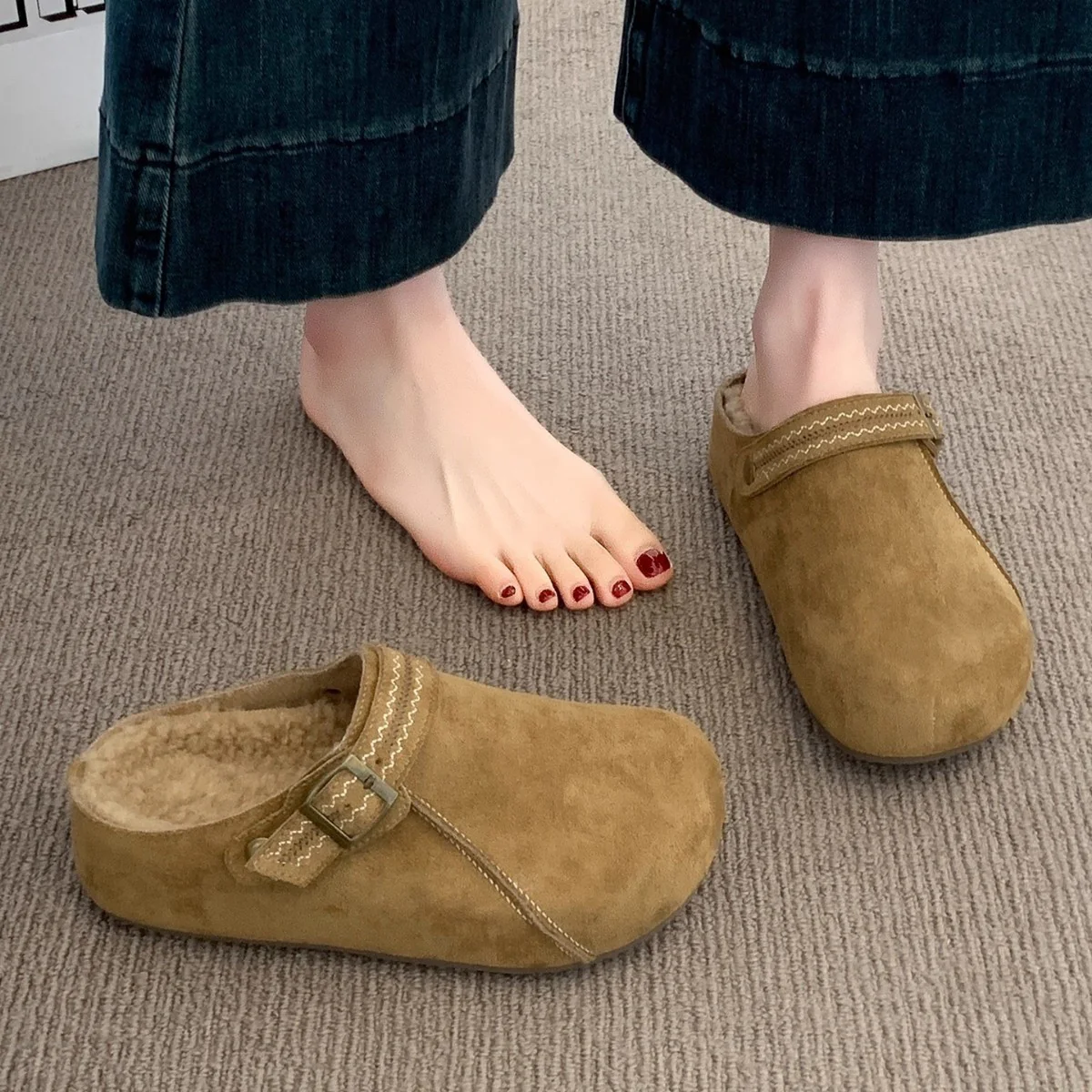 Damen Komfort Clogs mit warmem Innenfutter und modischer Schnalle Heidi Mode - Image 2