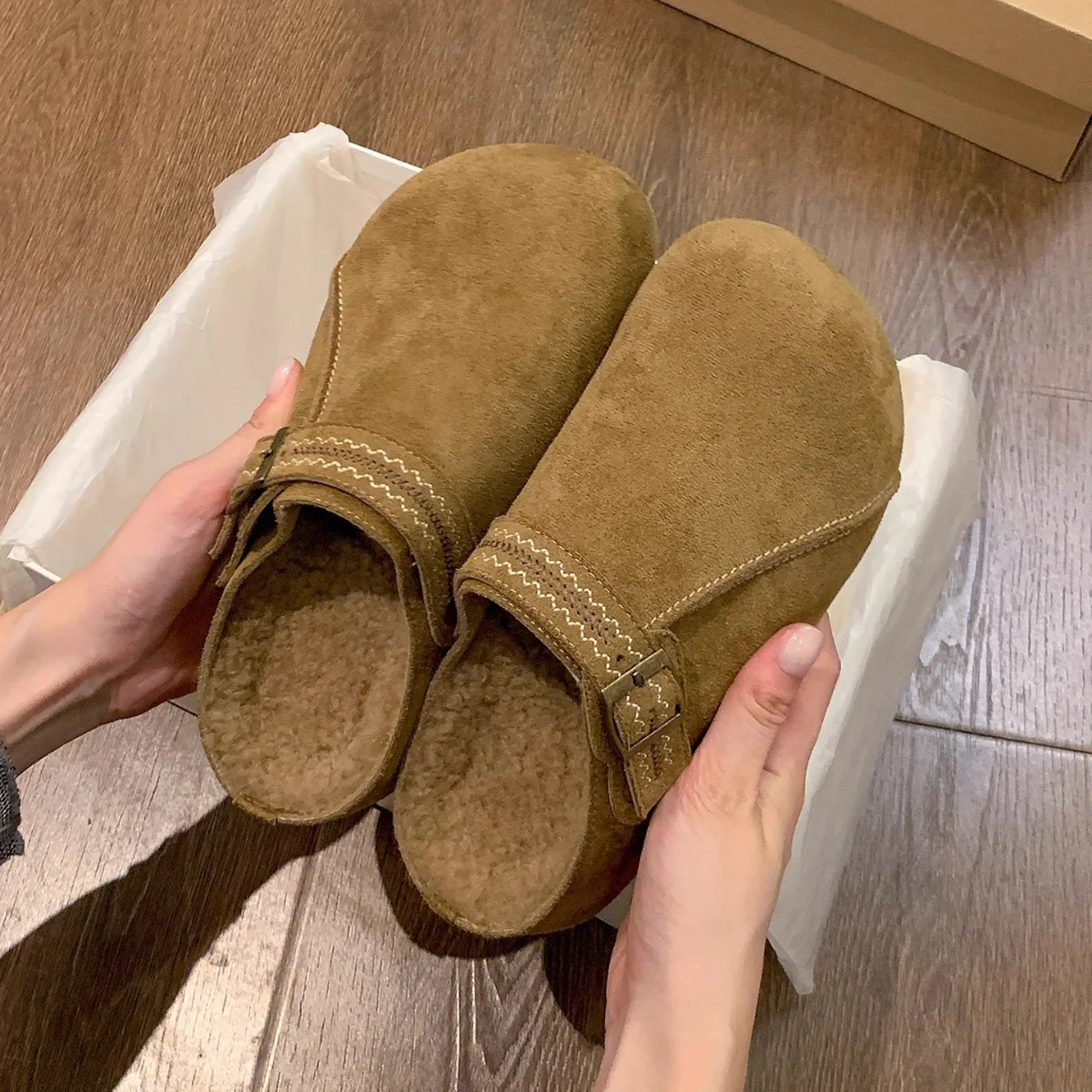 Damen Komfort Clogs mit warmem Innenfutter und modischer Schnalle Heidi Mode - Image 3