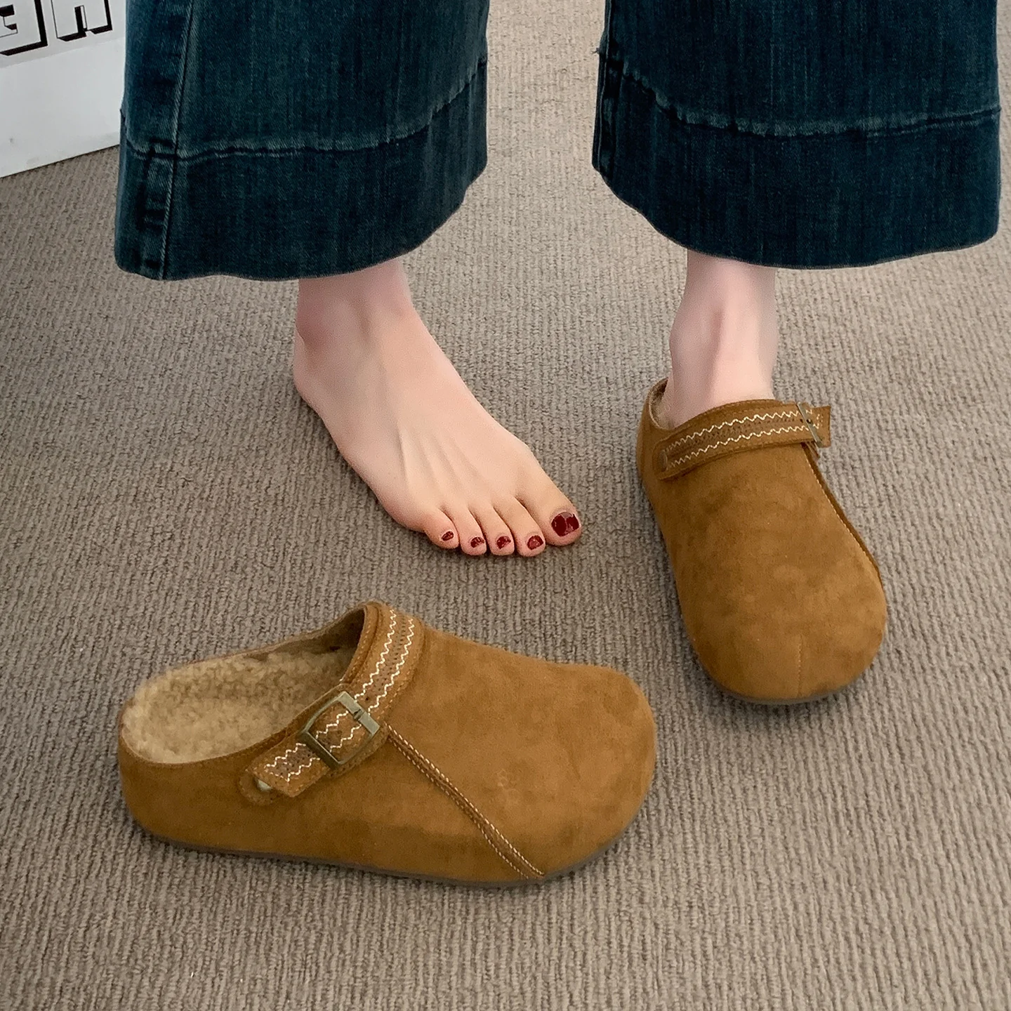 Damen Komfort Clogs mit warmem Innenfutter und modischer Schnalle Heidi Mode - Image 8