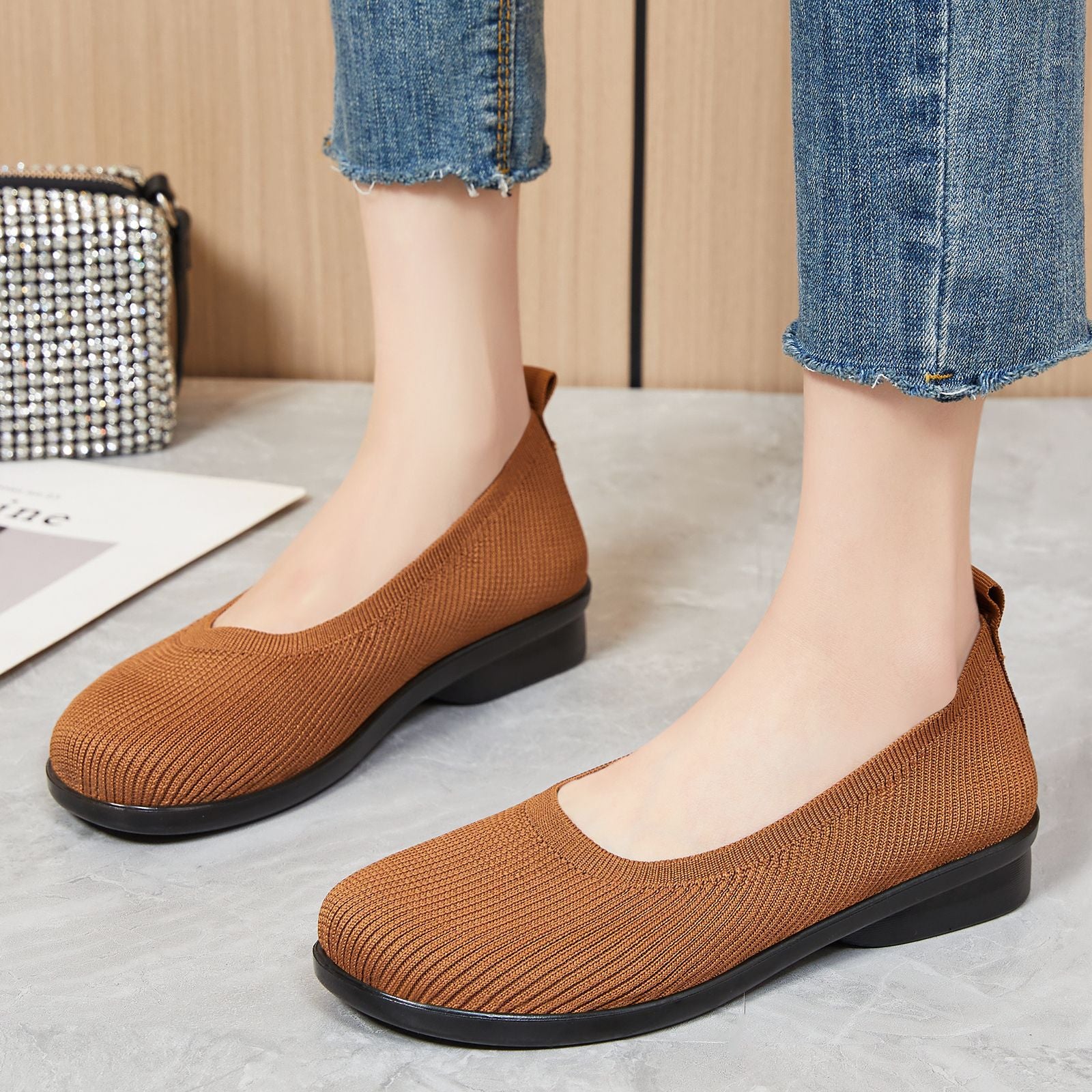 Damen Komfortable Ballerinas mit atmungsaktiver Strickoberfläche Heidi Mode - Image 2