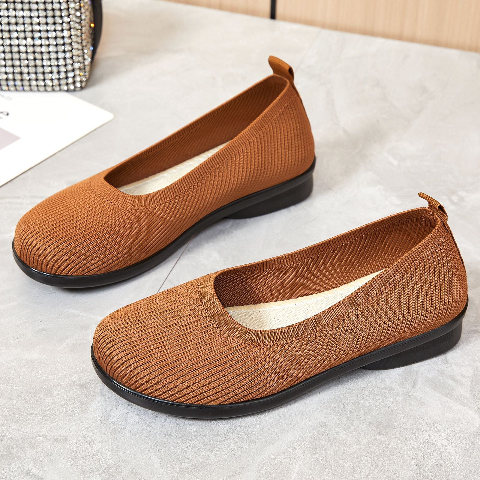 Damen Komfortable Ballerinas mit atmungsaktiver Strickoberfläche Heidi Mode - Image 3