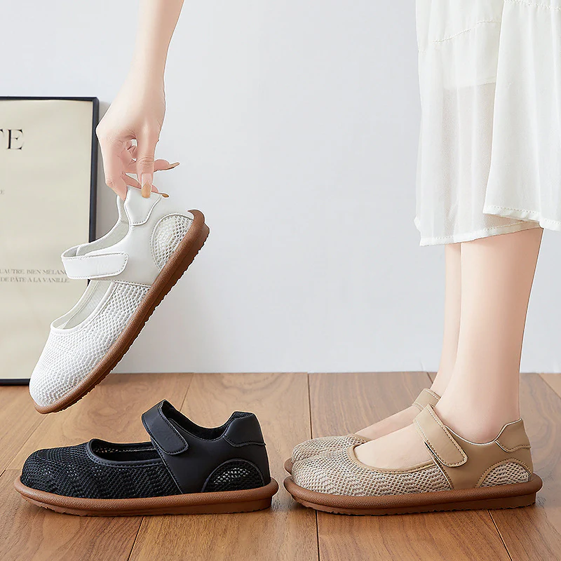 Damen Komfortable Ballerinas mit elastischem Klettverschluss Heidi Mode - Image 4