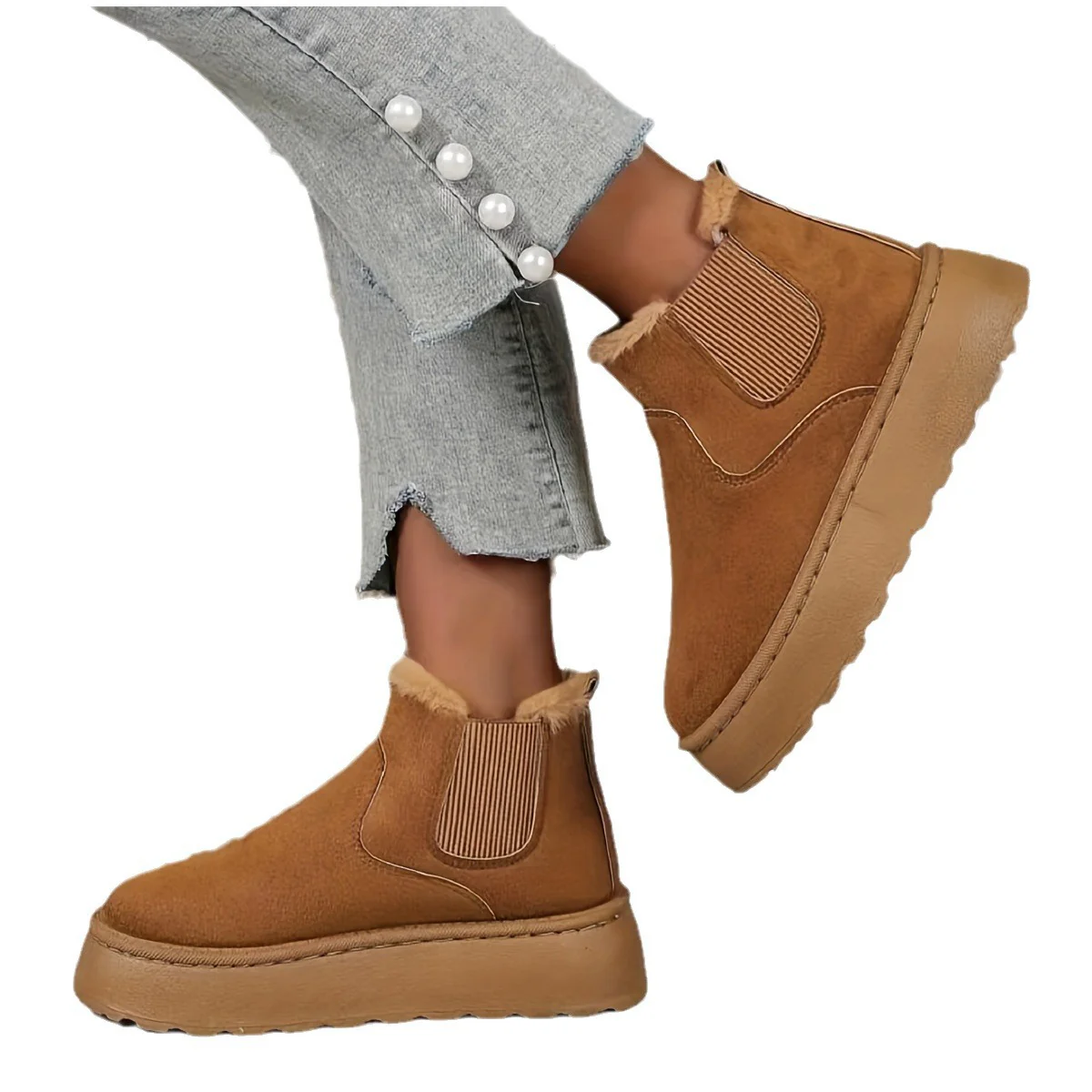 Damen Komfortable Chelsea-Stiefeletten mit Warmfutter Heidi Mode - Image 5