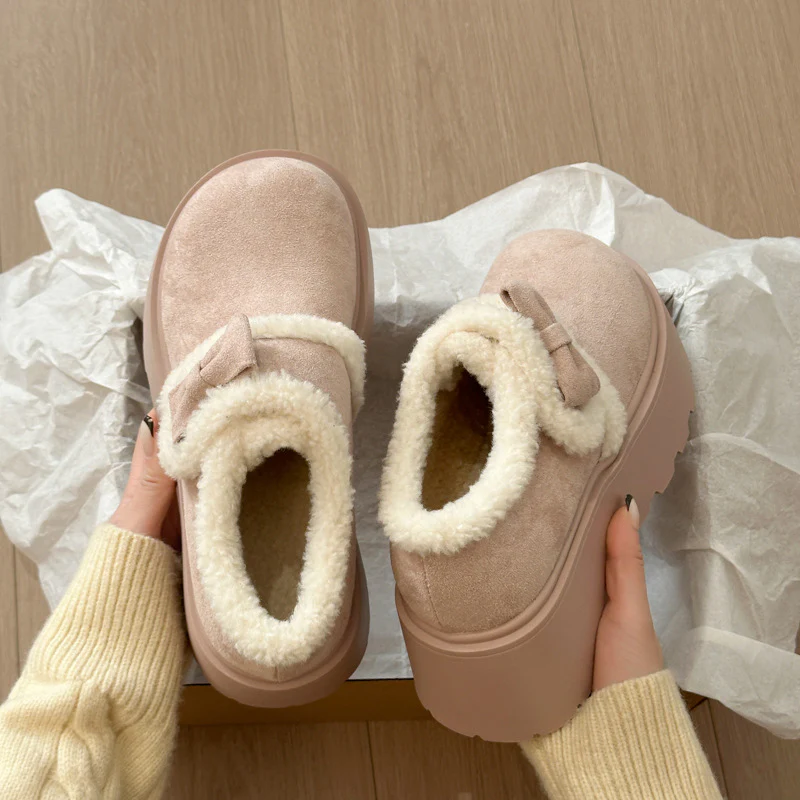 Damen komfortable Clogs mit flauschigem Innenfutter und dekorativer Schleife Heidi Mode - Image 2
