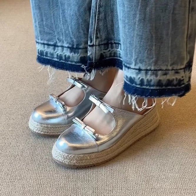 Damen komfortable Espadrilles-Pantoletten mit Schleifen-Applikation Heidi Mode - Image 4