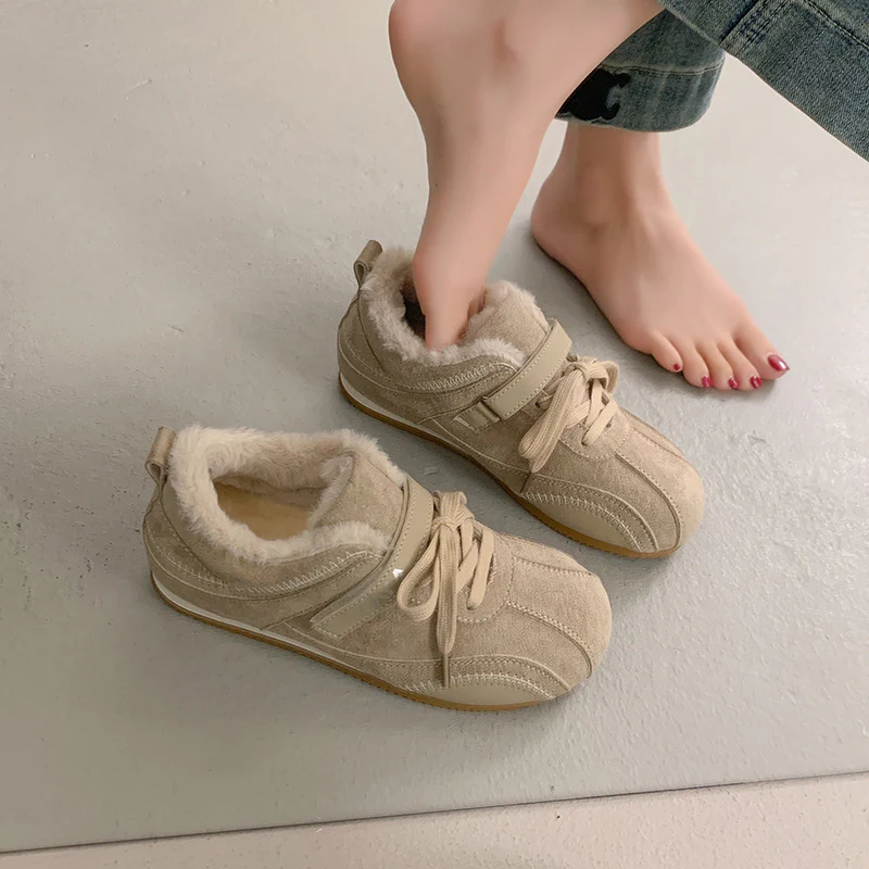 Damen Komfortable Fleece-Sneaker mit verstellbarem Riemen und kuscheligem Innenfutter Heidi Mode - Image 4
