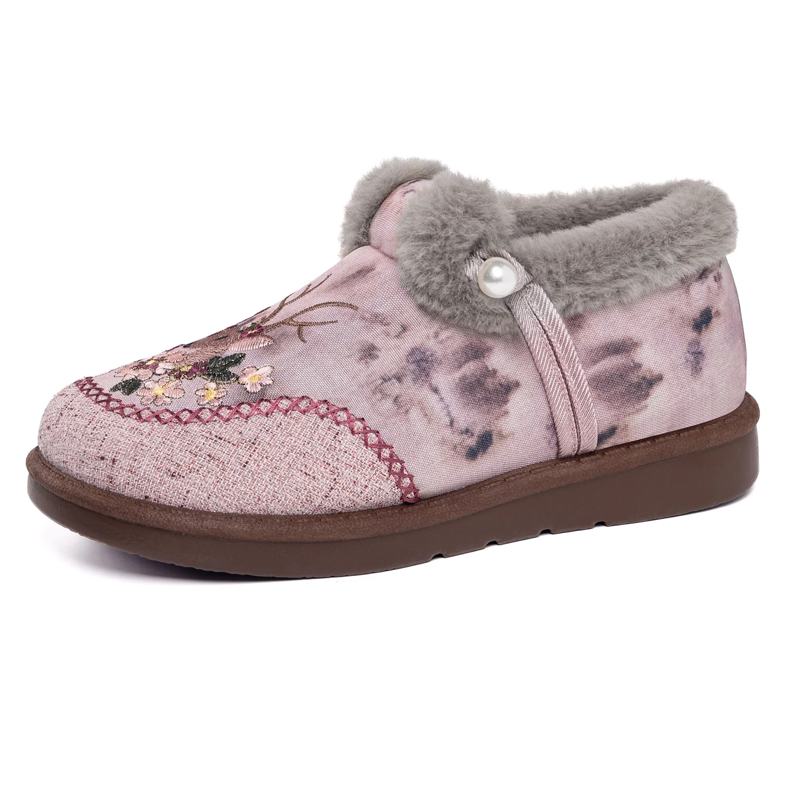 Damen Komfortable Hüttenschuhe mit kuscheligem Innenfutter und dekorativen Stickereien Heidi Mode - Image 3