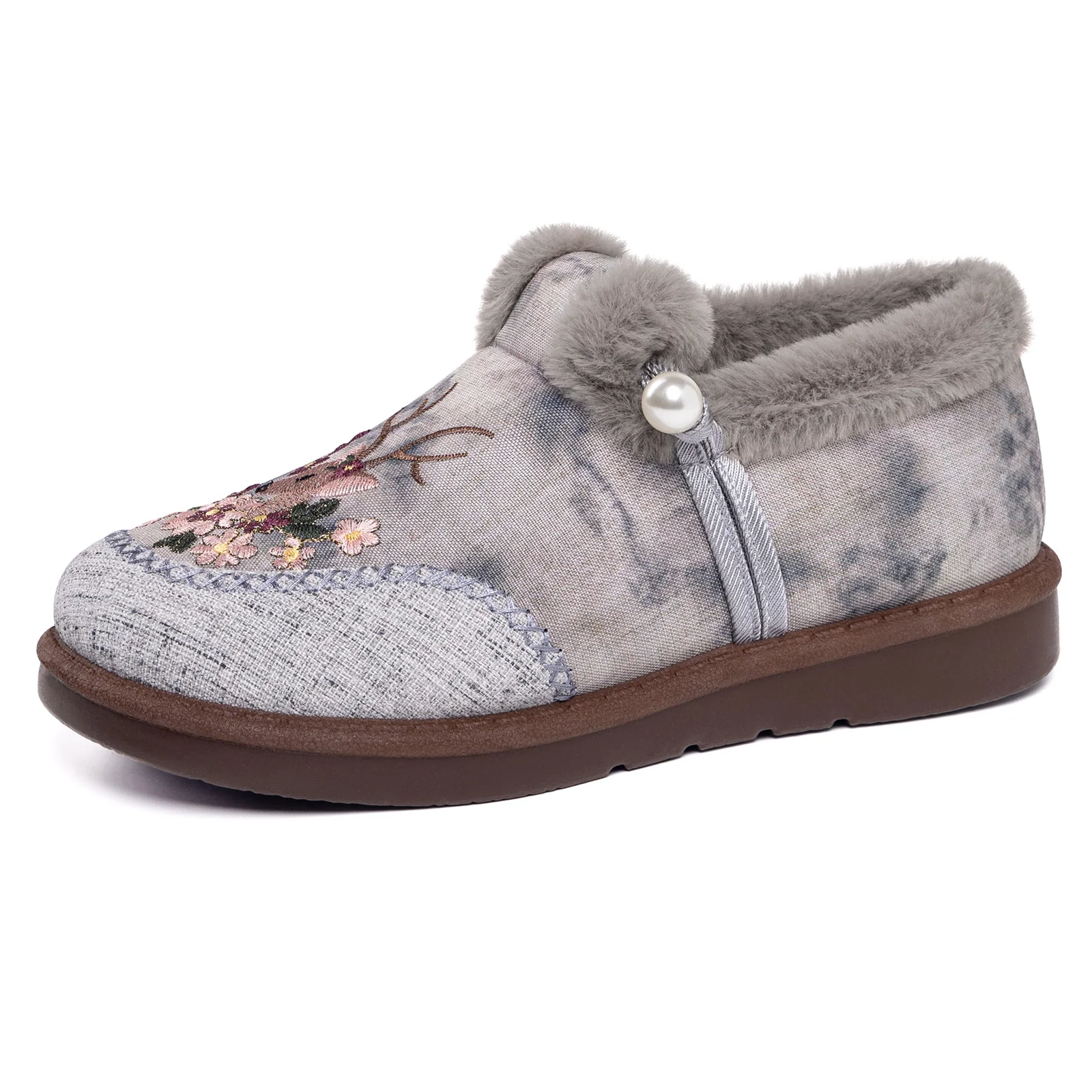 Damen Komfortable Hüttenschuhe mit kuscheligem Innenfutter und dekorativen Stickereien Heidi Mode - Image 5