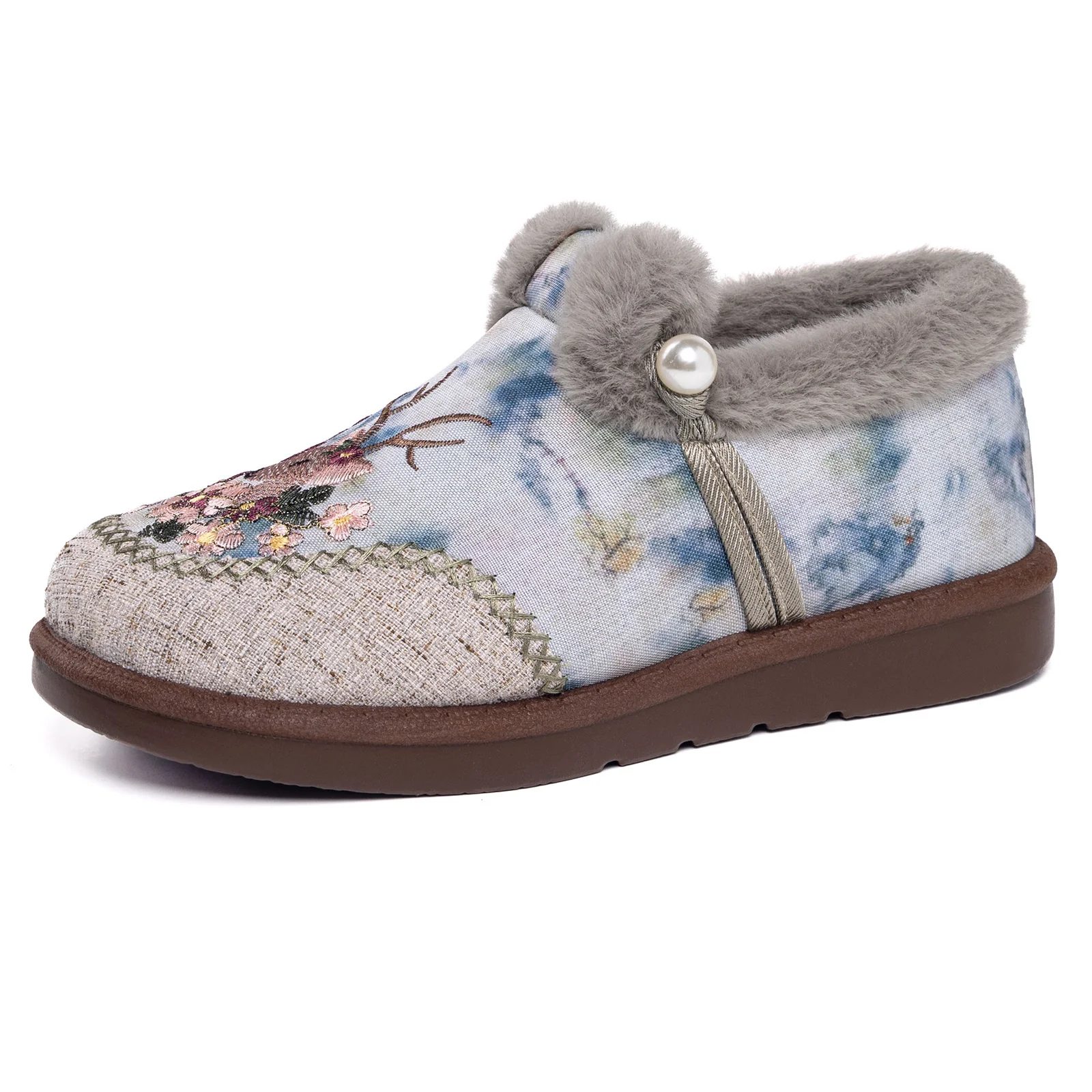 Damen Komfortable Hüttenschuhe mit kuscheligem Innenfutter und dekorativen Stickereien Heidi Mode - Image 6