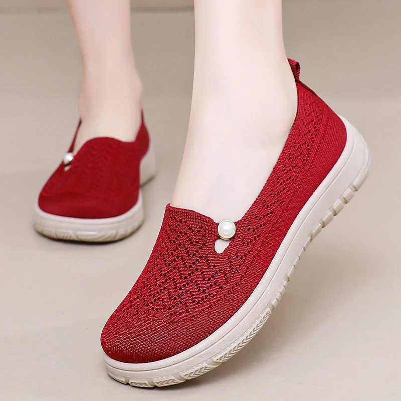 Damen Komfortable Slip-On Freizeitschuhe mit luftdurchlässigem Strickdesign Heidi Mode - Image 3