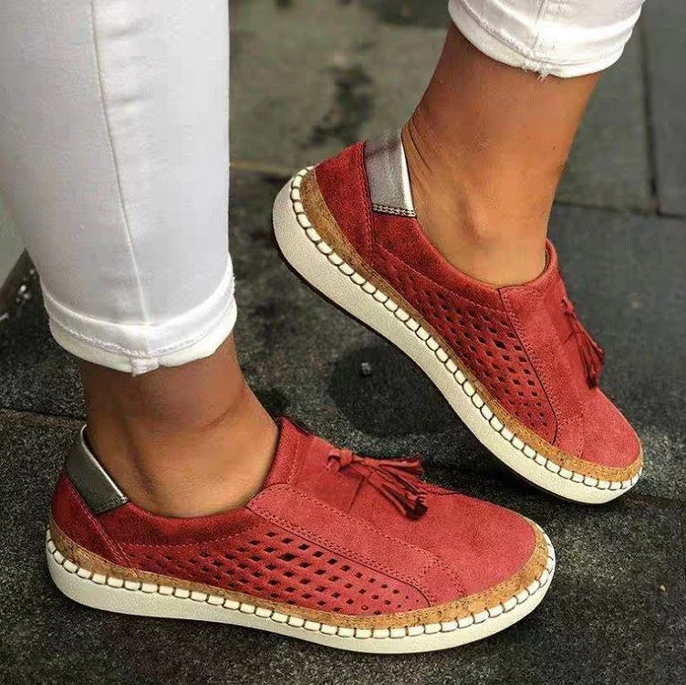 Damen Komfortable Slip-On Sneakers mit atmungsaktivem Obermaterial und dekorativen Fransen Heidi-Mode - Image 8
