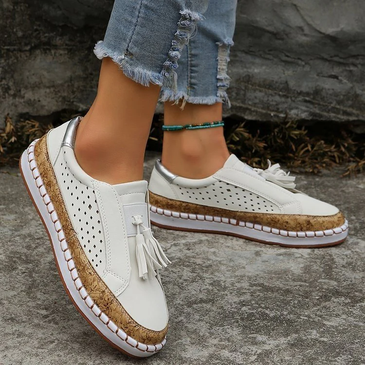 Damen Komfortable Slip-On Sneakers mit atmungsaktivem Obermaterial und dekorativen Fransen Heidi-Mode - Image 9