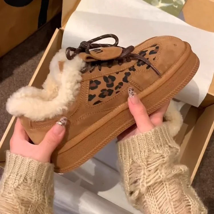 Damen Komfortable Sneaker mit kuscheligem Innenfutter und modischem Leopardenmuster Heidi Mode - Image 3