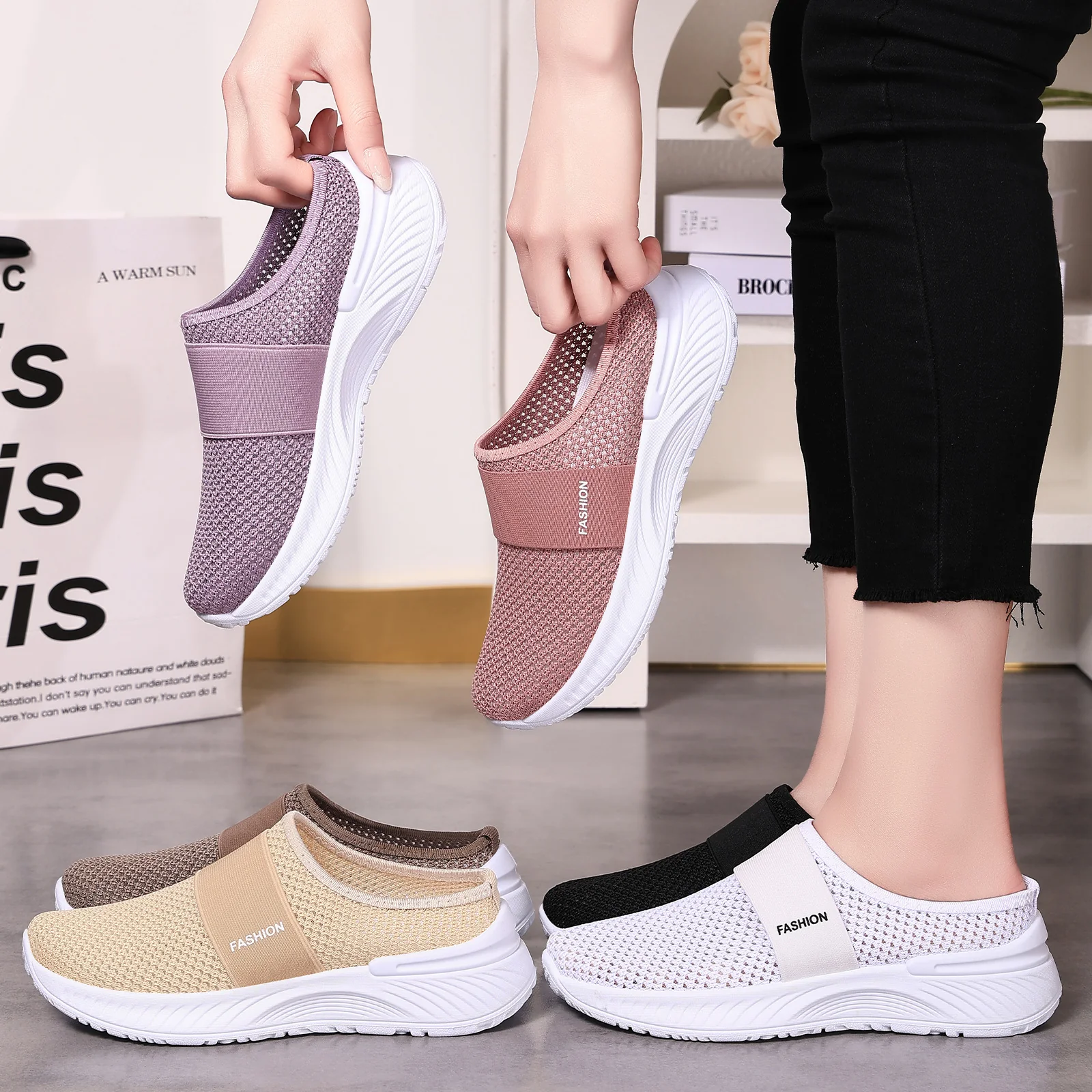 Damen Komfortable und atmungsaktive Slip-On Freizeitschuhe Heidi Mode - Image 4
