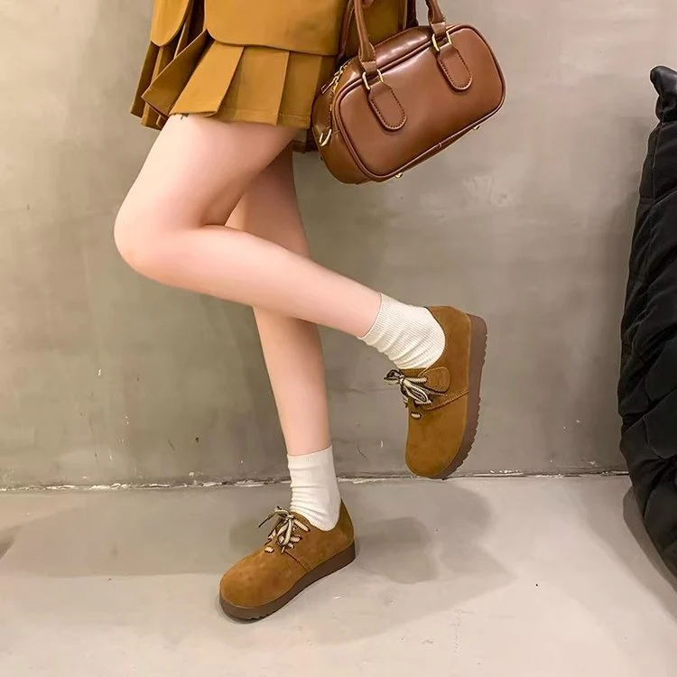 Damen Komfortable Veloursleder-Sneaker mit modischem Schnürdesign Heidi Mode - Image 4
