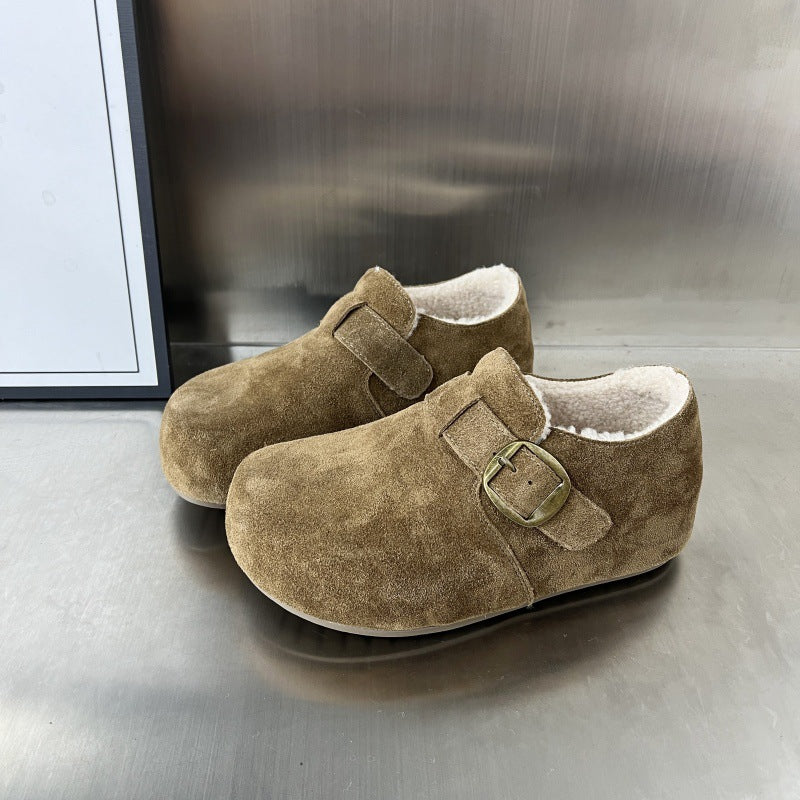 Damen Komfortable Wildleder-Clogs mit luxuriösem Fleece-Innenfutter und modischer Schnallenverzierung Heidi Mode - Image 6