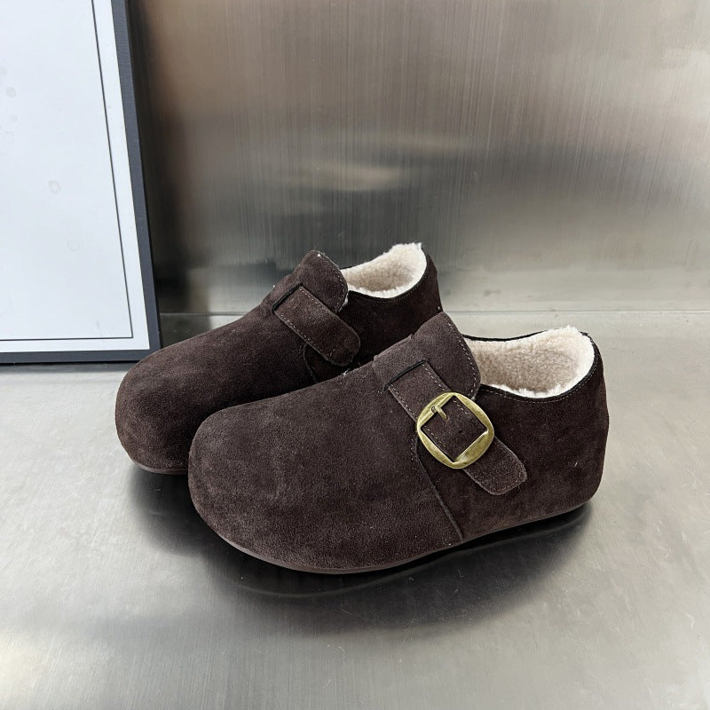 Damen Komfortable Wildleder-Clogs mit luxuriösem Fleece-Innenfutter und modischer Schnallenverzierung Heidi Mode - Image 8