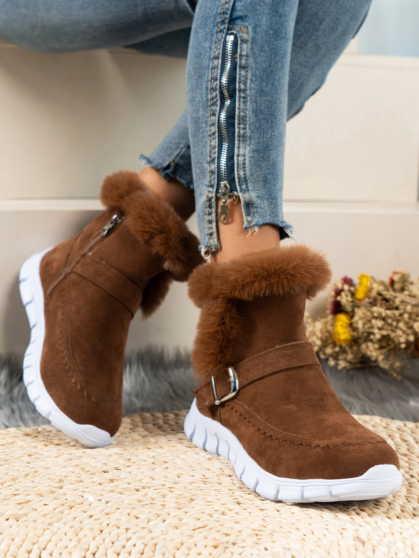 Damen Komfortable Winterstiefel mit modischer Kunstfellverzierung Heidi Mode - Image 11