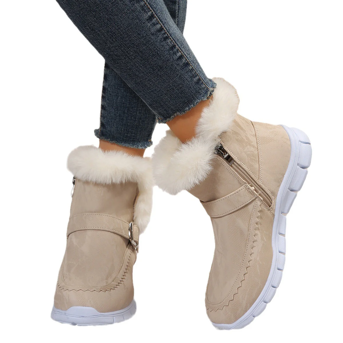 Damen Komfortable Winterstiefel mit modischer Kunstfellverzierung Heidi Mode - Image 5
