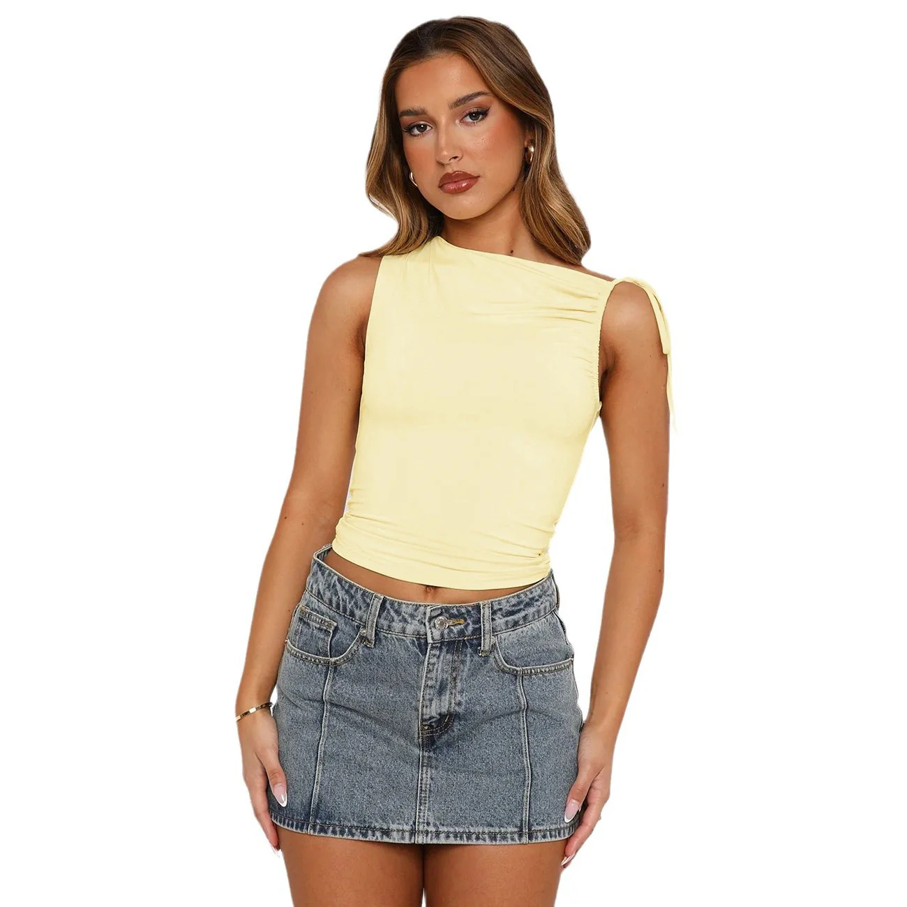 Damen Komfortables Wickeloberteil mit asymmetrischem Schnitt und verzierbarem Knoten Heidi-Mode - Image 5
