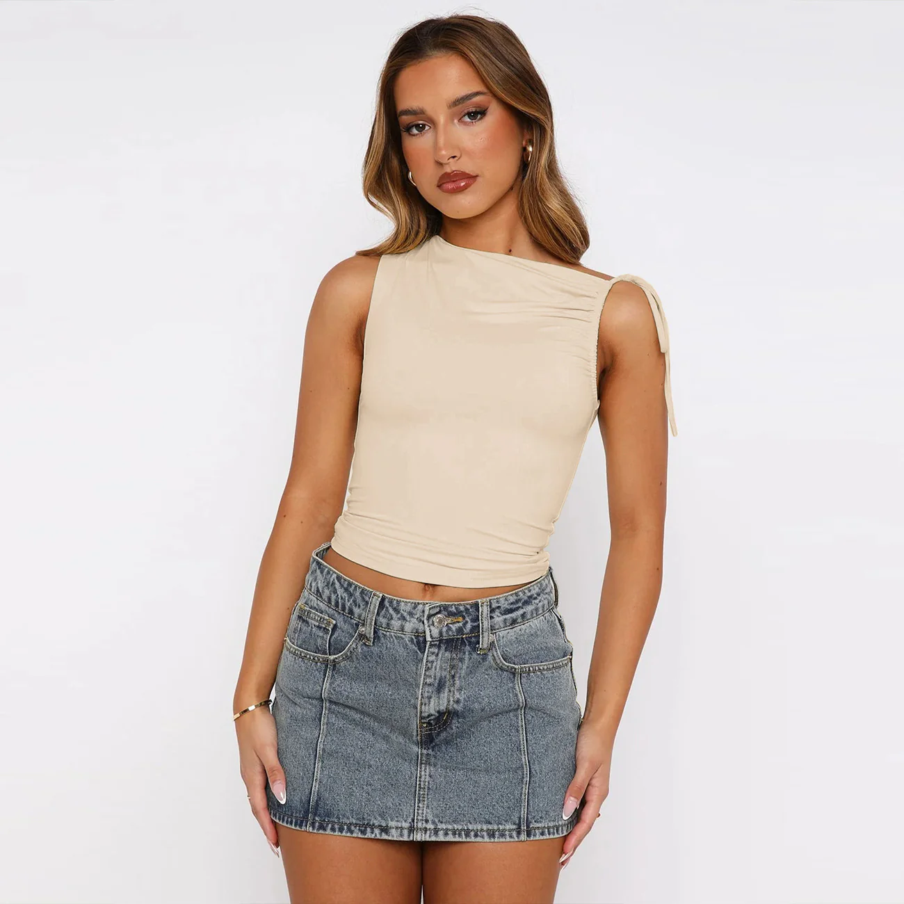Damen Komfortables Wickeloberteil mit asymmetrischem Schnitt und verzierbarem Knoten Heidi-Mode - Image 6