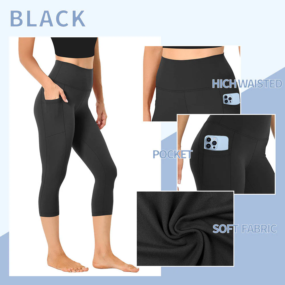 Damen Kompressions-Leggings mit Bauchkontrolle und Seitlichen Taschen Heidi-Mode - Image 6