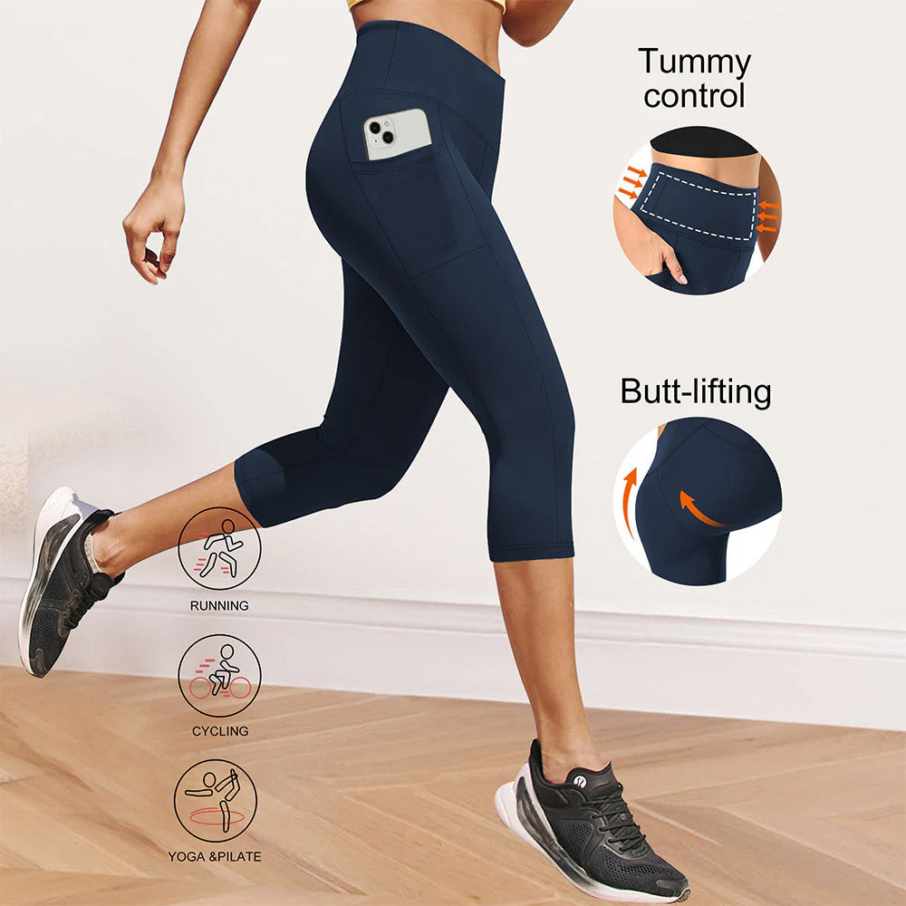 Damen Kompressions-Leggings mit Bauchkontrolle und Seitlichen Taschen Heidi-Mode - Image 8