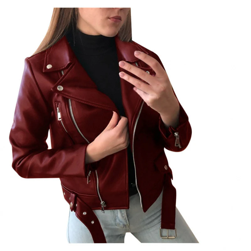 Damen Kunstleder Bikerjacke mit Zierelementen - Image 3