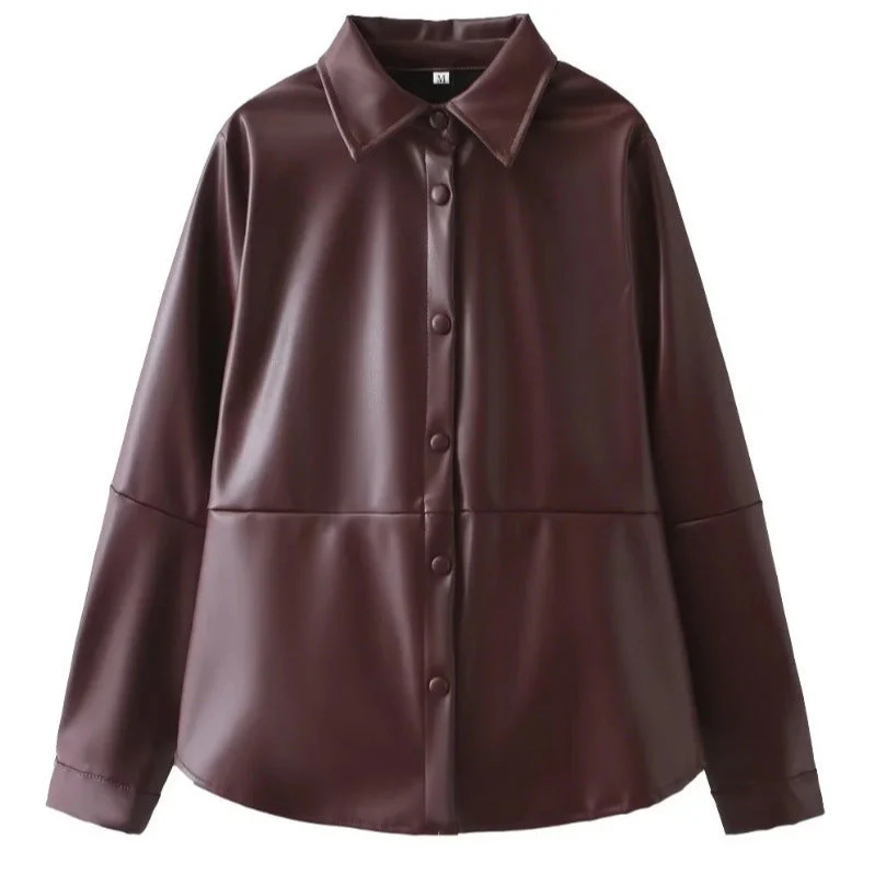 Damen Kunstleder Hemdbluse Heidi-Mode - Image 3
