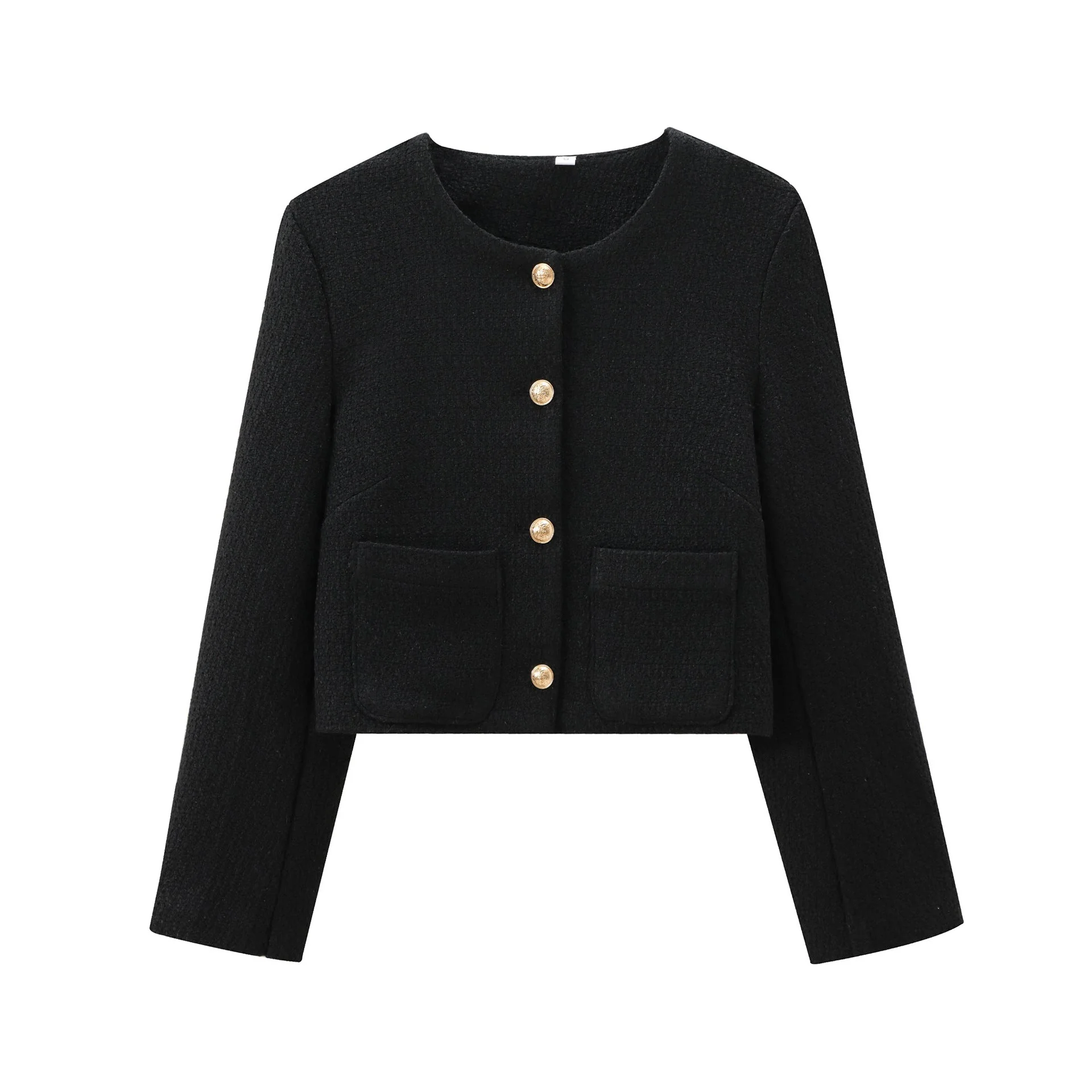 Damen Kurz Geschnittene Designer-Jacke mit Strukturiertem Stoff Heidi-Mode - Image 2