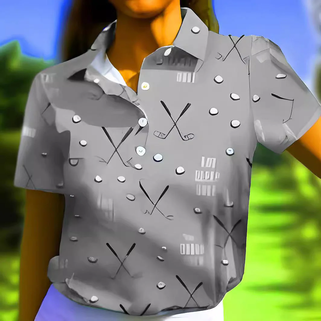 Damen Kurzarm-Hemd mit Modischem Golf-Print und Komfortablem Schnitt Heidi-Mode - Image 2