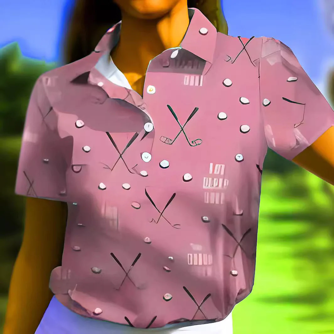 Damen Kurzarm-Hemd mit Modischem Golf-Print und Komfortablem Schnitt Heidi-Mode - Image 3