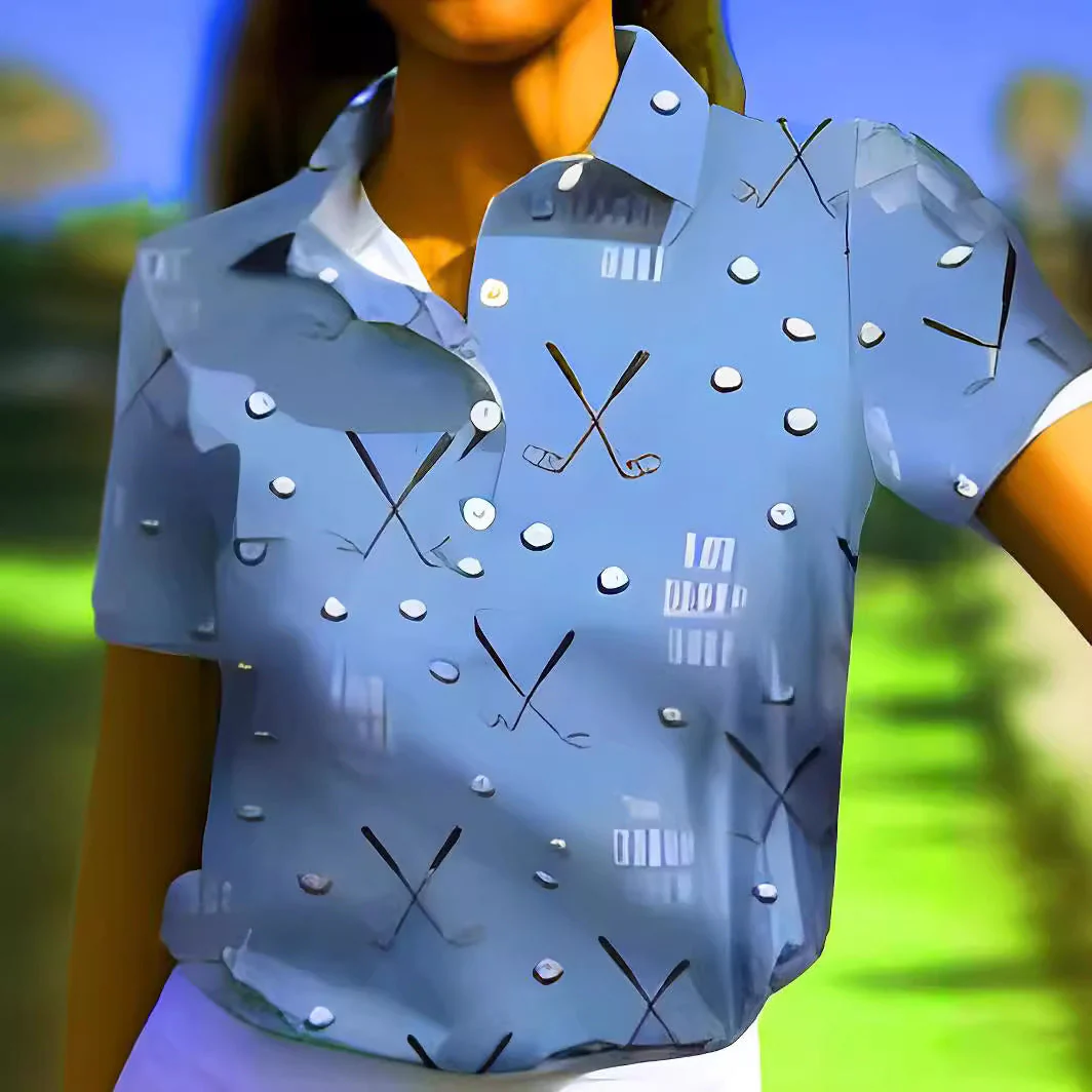 Damen Kurzarm-Hemd mit Modischem Golf-Print und Komfortablem Schnitt Heidi-Mode - Image 4