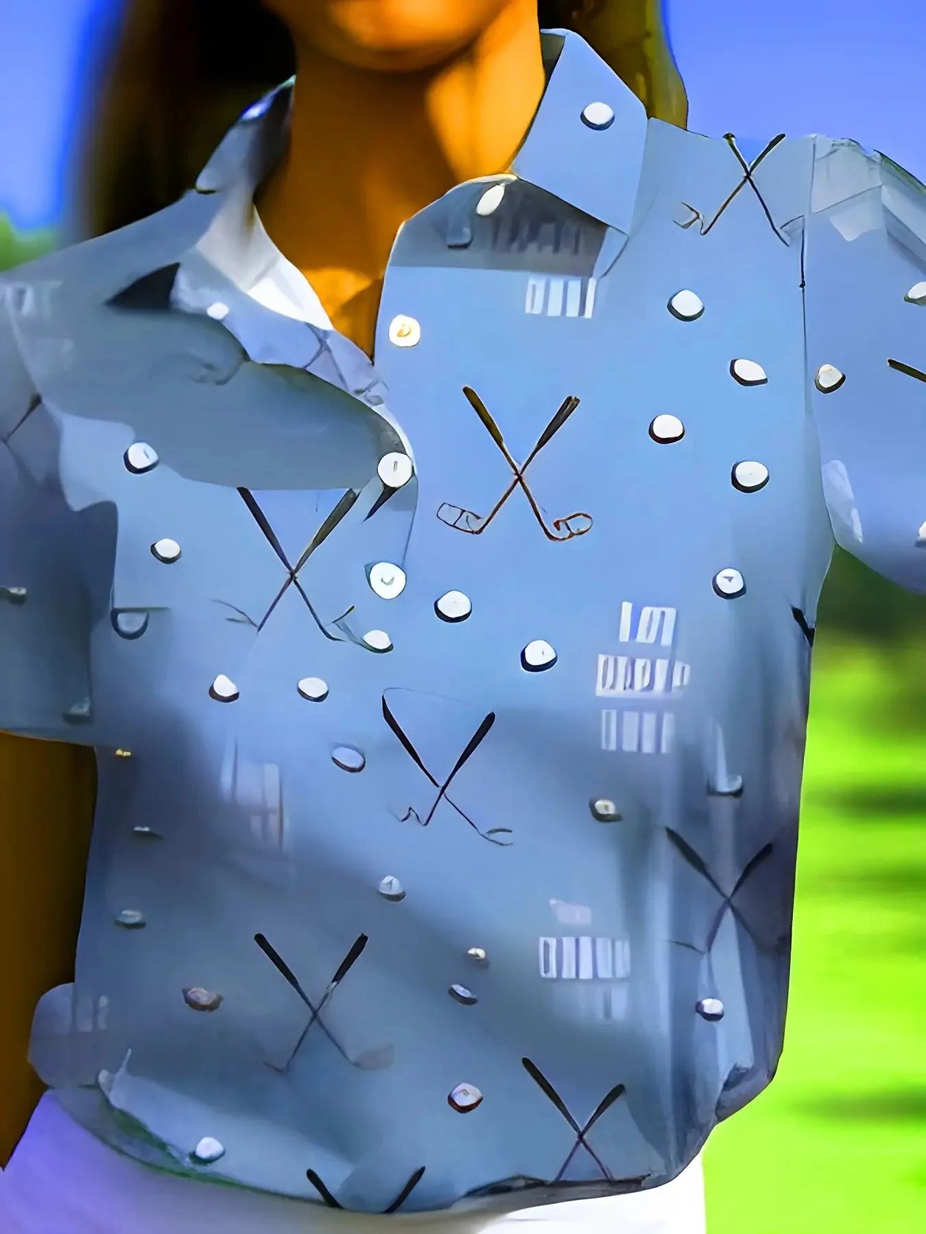 Damen Kurzarm-Hemd mit Modischem Golf-Print und Komfortablem Schnitt Heidi-Mode - Image 8
