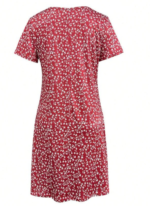 Damen Kurzarm Kleid mit Floralem Design und Bequemem Schnitt Heidi-Mode - Image 6
