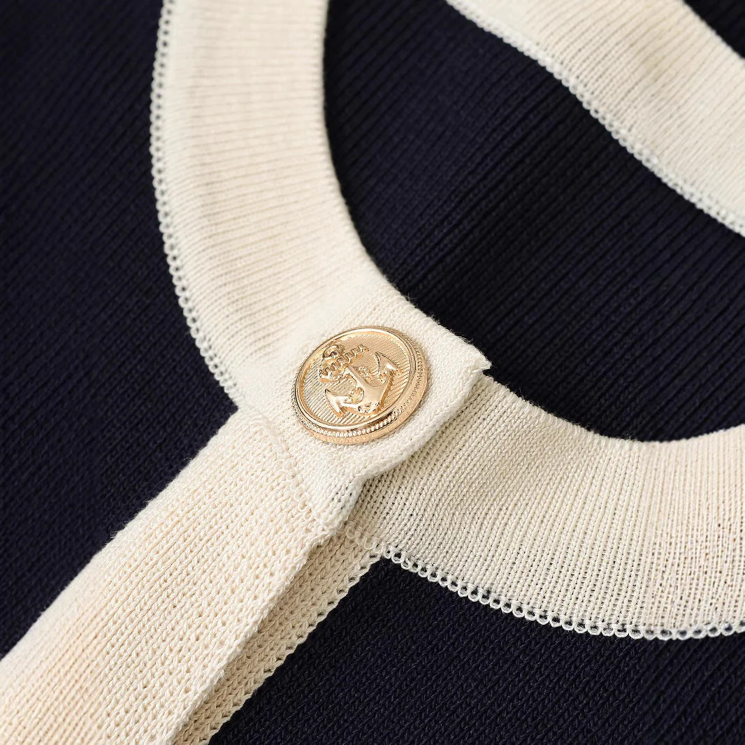 Damen Kurzarm Strickoberteil mit Dekorativen Knöpfen und Modernem Design Heidi-Mode - Image 3