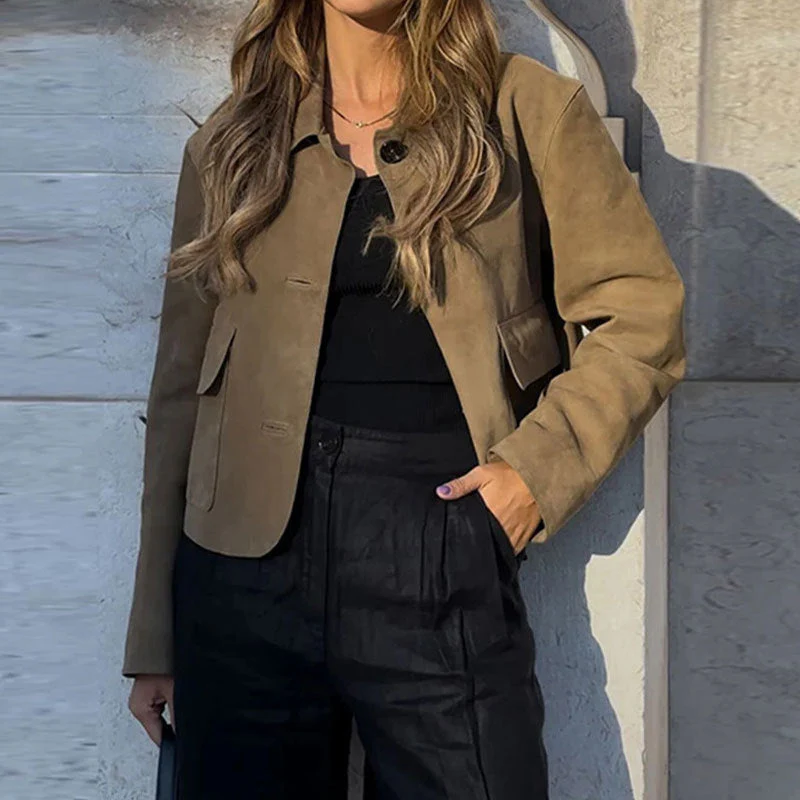 Damen Kurzjacke Aus Hochwertigem Wildlederimitat Heidi-Mode - Image 2