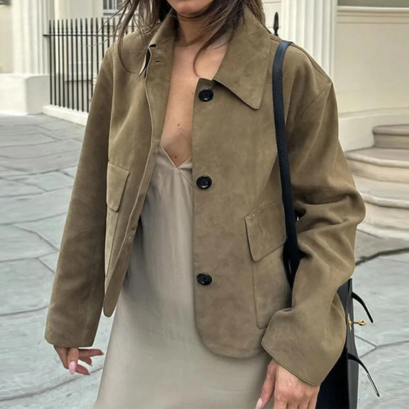 Damen Kurzjacke Aus Hochwertigem Wildlederimitat Heidi-Mode - Image 4