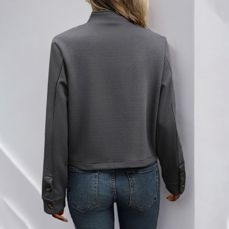 Damen Kurzjacke mit Strukturiertem Stoff und Modischen Knöpfen Heidi-Mode - Image 4