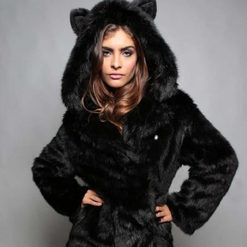 Damen Kuschelige Felljacke mit tierischen Ohren Heidi-Mode - Image 8