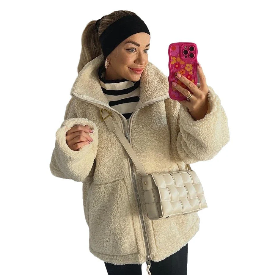 Damen Kuschelige Fleecejacke mit Hohem Kragen und Praktischen Taschen Heidi-Mode - Image 4
