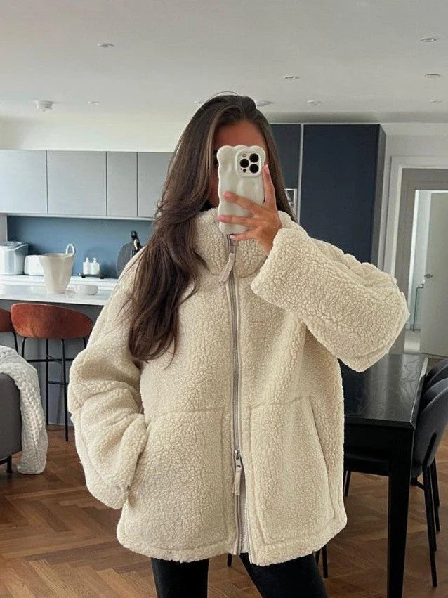 Damen Kuschelige Fleecejacke mit Hohem Kragen und Praktischen Taschen Heidi-Mode - Image 5