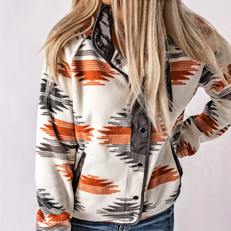 Damen Kuschelige Fleecejacke mit Modernem Muster und Praktischen Druckknöpfen Heidi-Mode - Image 2