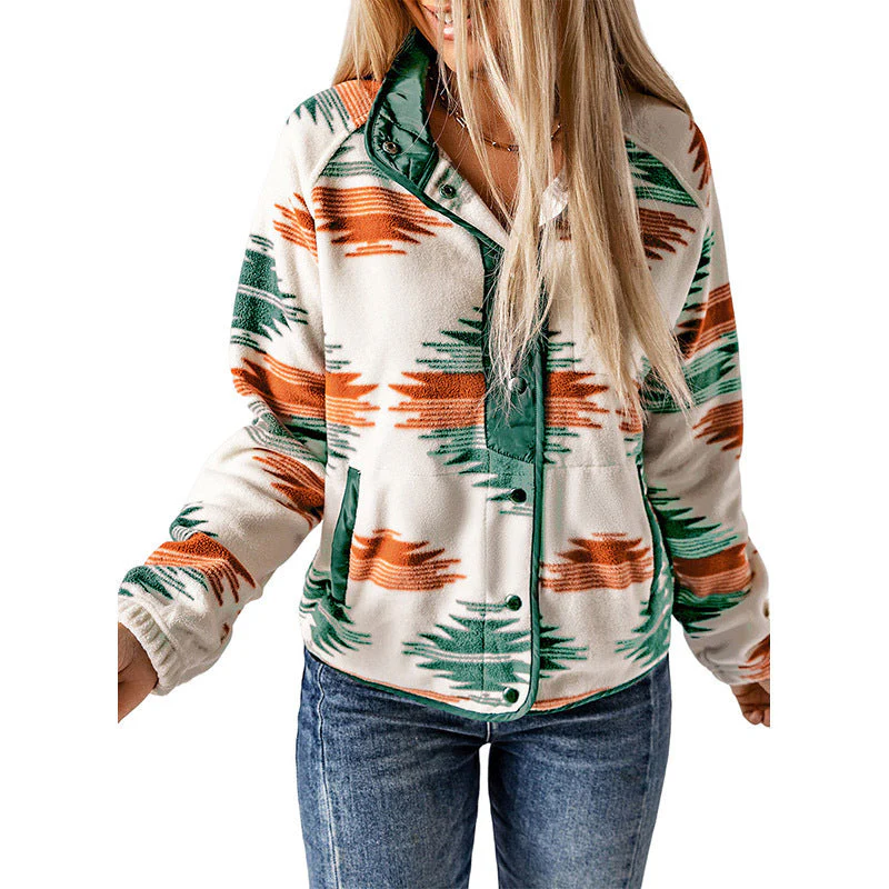 Damen Kuschelige Fleecejacke mit Modernem Muster und Praktischen Druckknöpfen Heidi-Mode - Image 6