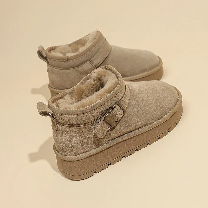 Damen kuschelige Stiefeletten mit weichem Futter und modischer Schnalle Heidi Mode - Image 2