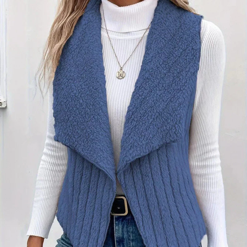 Damen Kuschelige Weste mit asymmetrischem Schnitt und hohem Kragen Heidi-Mode - Image 9