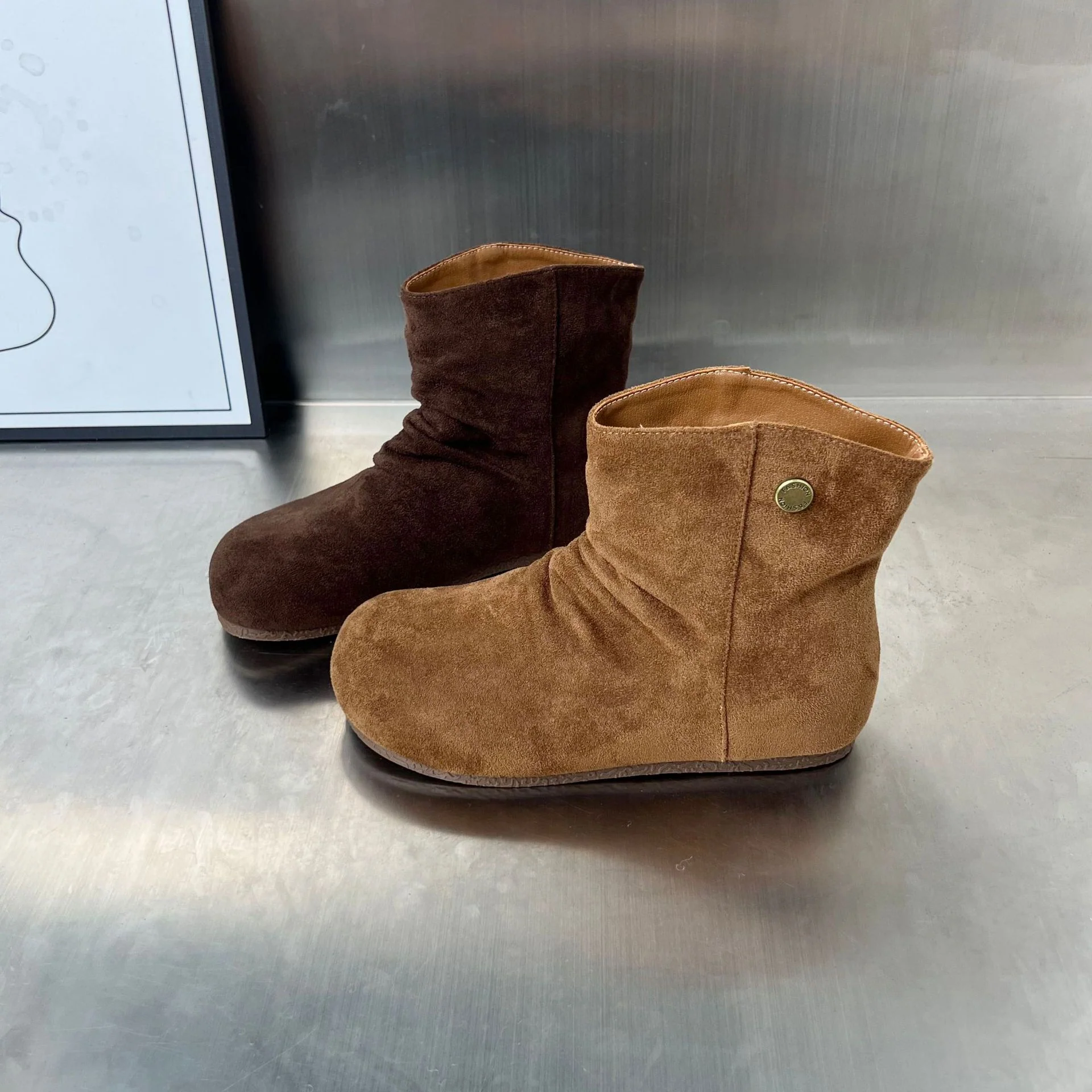 Damen kuschelige Wildleder-Stiefel mit flexiblem Knöchelbereich und rutschfester Sohle Heidi Mode - Image 4