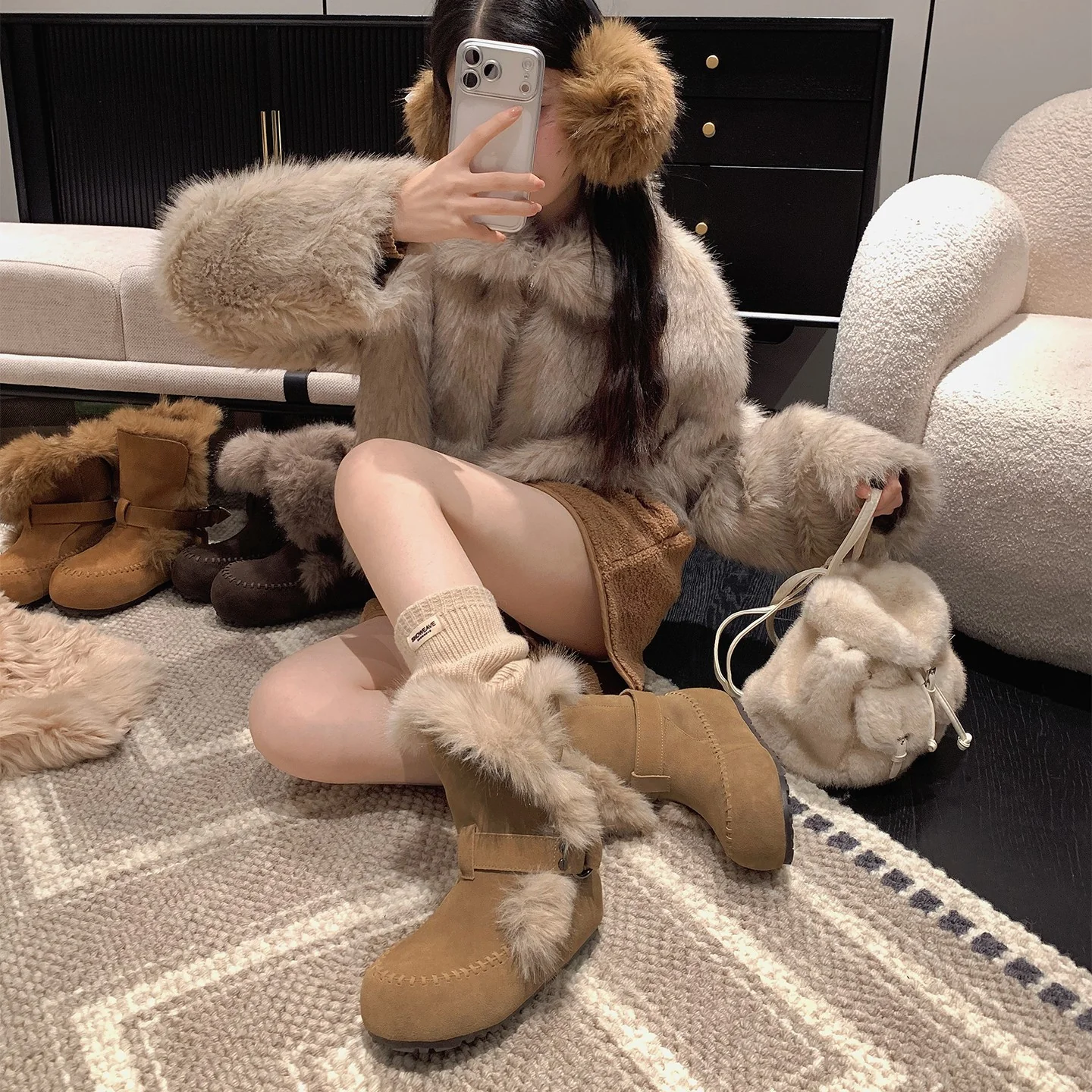 Damen kuschelige Winterboots mit weichem Innenfutter und modischem Fellrand Heidi Mode - Image 3